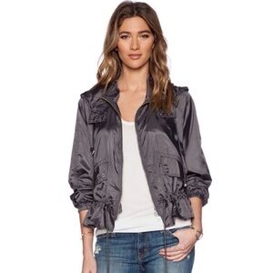 Free People Gray Ripstop Parachute Peplum Windbreaker Jacket